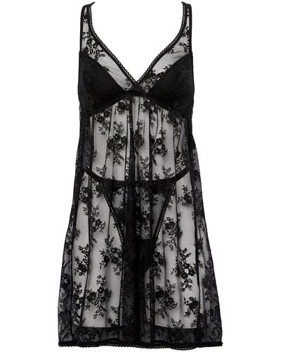 Emporio Armani All Over Embroidery Lace Lingerie Set - Schwarz