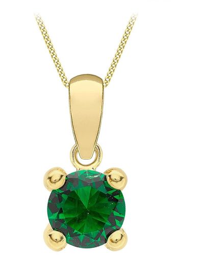 Amazon Essentials 9ct Gold May Birthstone Pendant Necklace - Green