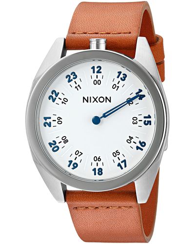 Nixon 'genesis' Quartz Stainless Steel And Leather Watch - Multicolour