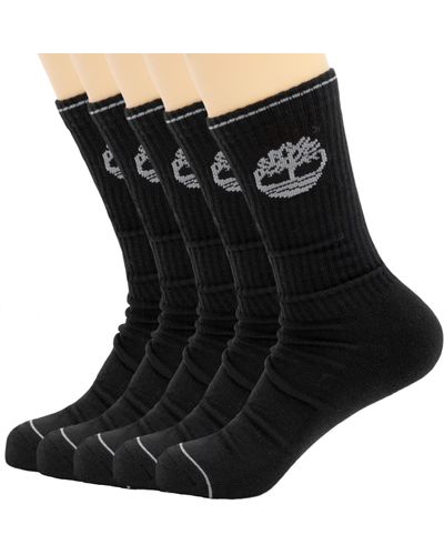 Timberland Gepolsterte Performance Work Athletic Crew Länge 5 Paar Socken für mit Fußgewölbeunterstützung Schuhgröße 43-47 - Schwarz