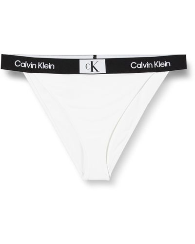 Calvin Klein Bikini sfacciato a Vita Alta Nuotata - Bianco