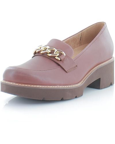 Naturalizer S Desi Chain Detail Platform Lug Sole Heeled Loafer Cappuccino Brown Leather 6 M - Pink