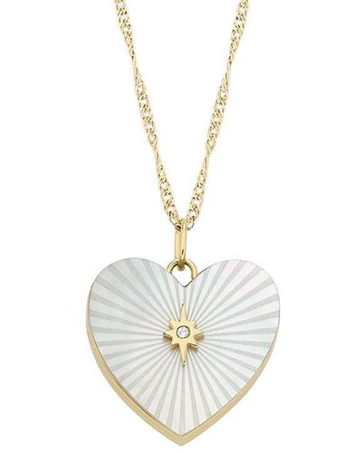 Fossil Halskette für Frauen Locket Collection Weiße Perlmuttkette Herz Halskette - Mettallic