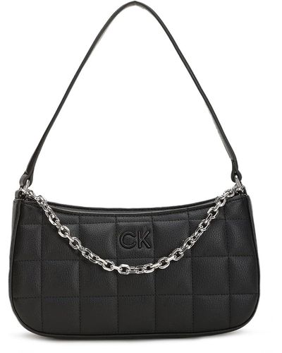 Calvin Klein Ck Square Quilt Chain Elongated Bag Ck Black - Zwart