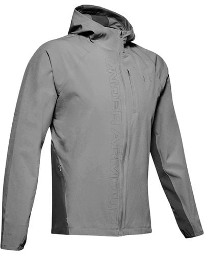 Under Armour Ua Qualifier Outrun The Storm Full Zip Hooded Jacket 1350173 - Grey