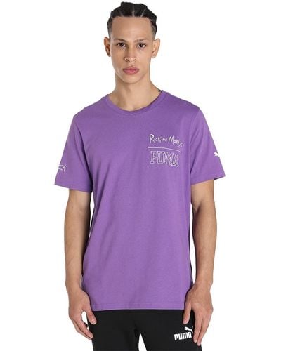PUMA Tops T-Shirt Sanchez Wuz Here x Rick and Morty L Royal Lilac Purple - Violet