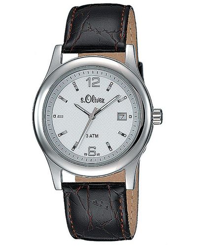 S.oliver Armbanduhr Analog Quarz Leder SO-15075-LQR - Schwarz