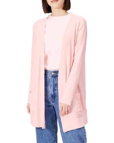 Amazon Essentials Relaxed-fit Lightweight Lounge Terry Open-front Cardigan - Pink