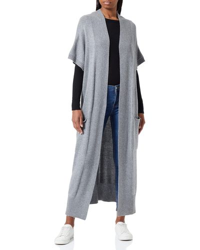 True Religion Long Collarless Vest Strickjacke - Blau