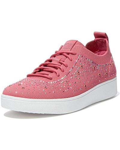 Fitflop Rally Ombre Crystal Knit Trainers - Red