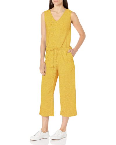 Amazon Essentials Sleeveless Linen Jumpsuit - Yellow