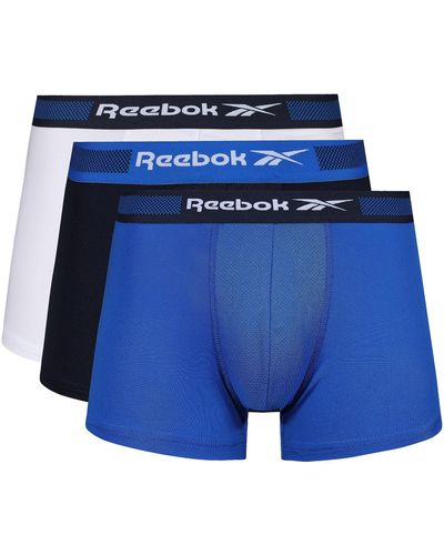 Reebok Calzoncillos de Hombre Azul Marino/Blanco con Cintura de Nailon y tecnología Que Absorbe la Humedad para Mayor Comodidad