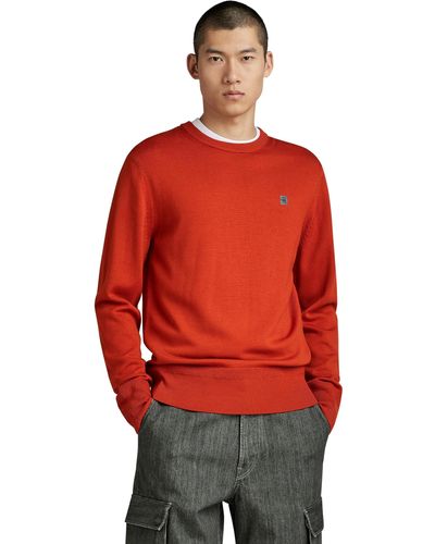 G-Star RAW Jersey Premium Core Knitted Para Hombre - Rojo