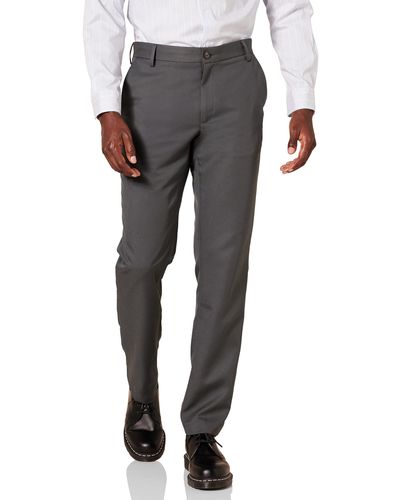 Amazon Essentials Classic-fit Expandable-waist Flat-front Dress Trousers - Grey