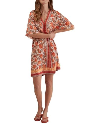 Women'secret Mini-jurk Met Oranje Bedrukte Camisole Voor - Meerkleurig