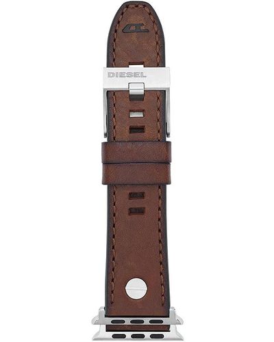 DIESEL Bracelet de montre iOS en cuir marron 38/40 mm pour homme