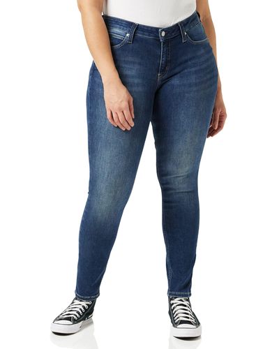 Calvin Klein Ckj 011 Mid Rise Skinny_jeans Trousers - Blue