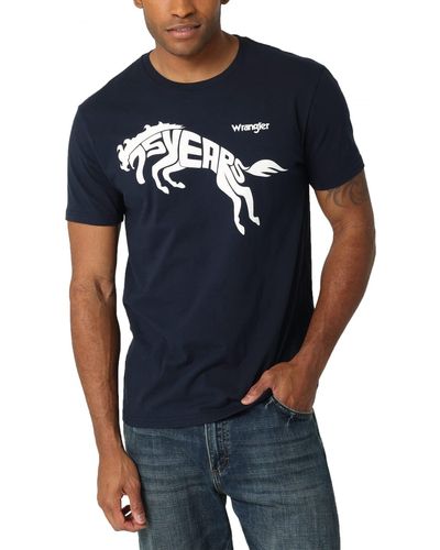 Wrangler Mens 75th Anniversary T-shirt T Shirt - Blue
