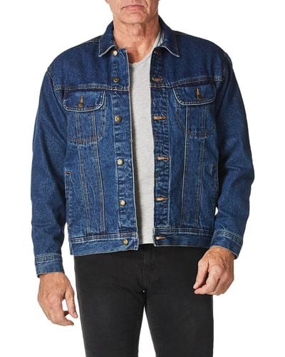 Wrangler Rugged Wear Flannel Lined Denim Jacket - Blue