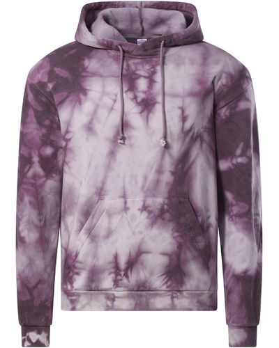 Reebok 's Natural Dye Back Vector Fleece Hoodie Hooded Sweatshirt - Purple
