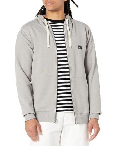 Billabong Classic Premium Full Zip Fleece Sweatshirt Hoodie - Gray