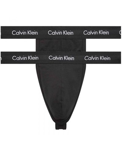 Calvin Klein Hombre Pack de 2 Strings Algodón con Stretch - Negro