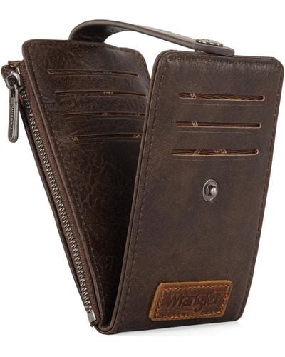 Wrangler Portafoglio da donna a due ante vintage porta carte da donna sottile e minimalista tasca - Marrone