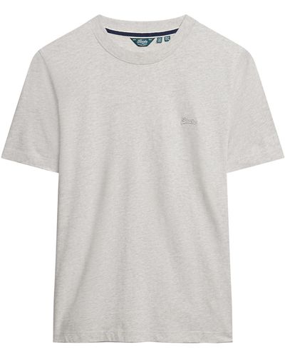 Superdry Vintage Logo T-Shirt aus Bio-Baumwolle mit Stickerei Gletschergrau Meliert 44 - Weiß