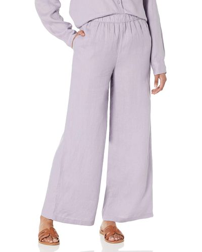 The Drop Finley Relaxed Linen Pull-on Wide Leg Pant - Purple