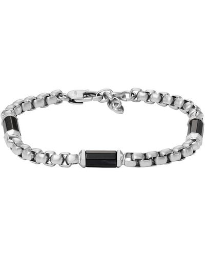 Fossil Armband All Stacked Up Beads Achat schwarz - Mettallic