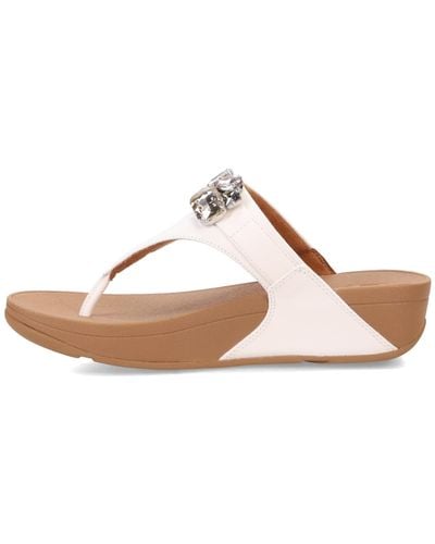Fitflop Lulu Jewel-deluxe Leather Toe-post Sandals Wedge - Brown