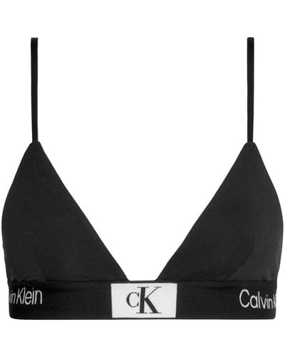 Calvin Klein Top Bikini a Triangolo Donna Unlined Triangle Coppe Morbide - Nero