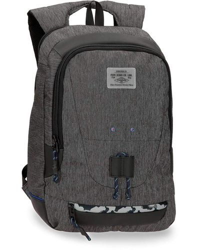 Pepe Jeans Raw Double Compartment Laptop Backpack Grey 31x44x20 Cms Polyester 15,6" 16.03l