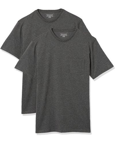 Amazon Essentials T- Shirt Col Rond à ches Courtes Coupe Ajustée - Gris