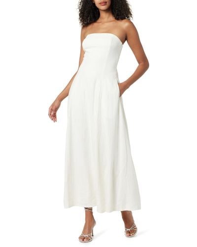 The Drop Carlota Strapless Linen Maxi Dress - White