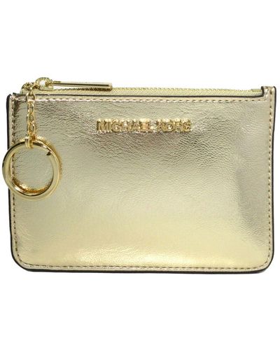 Michael Kors Jet Set Travel Small Top Zip Coin Pouch With ID Keychain - Mettallic