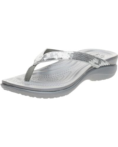 Crocs™ Capri V Sequin W Flip Flop, Silver, 5 M Us - Metallic