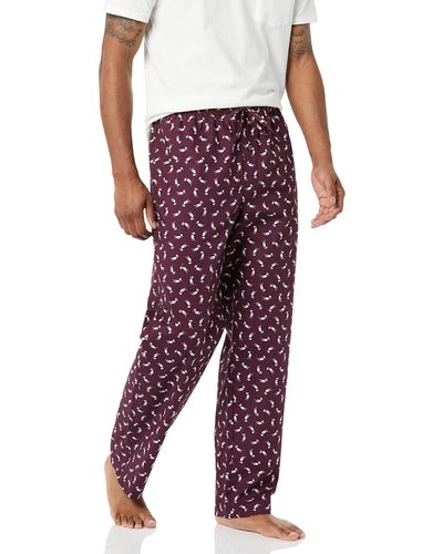 Amazon Essentials Pantalón de Pijama Tejido de Ajuste Recto Hombre - Rojo