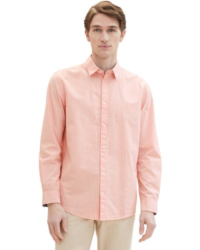 Tom Tailor Regular Fit Basic Hemd mit Streifen - Pink