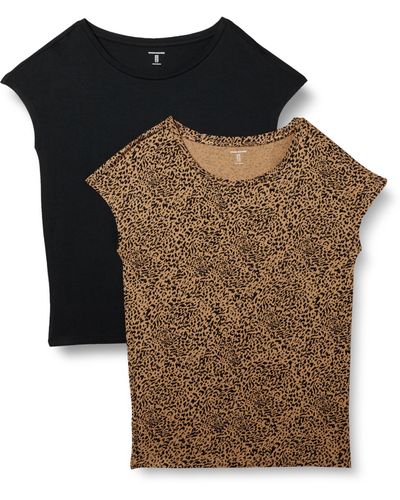 Amazon Essentials Kurzärmeliges T-Shirt mit U-Boot-Ausschnitt aus Jersey - Mehrfarbig