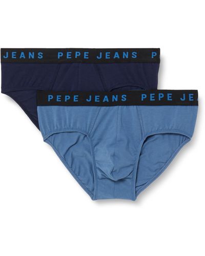 Pepe Jeans Solide BF 2P Slips - Bleu