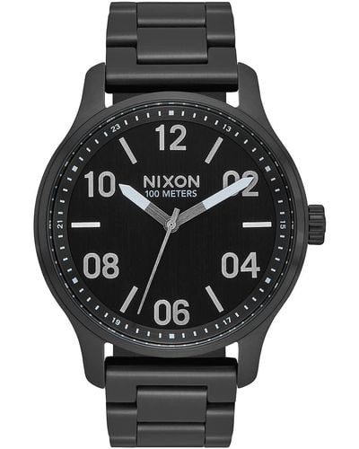 Nixon Patrol Black/silver 's Quartz And Custom Stainless Steel Watch.