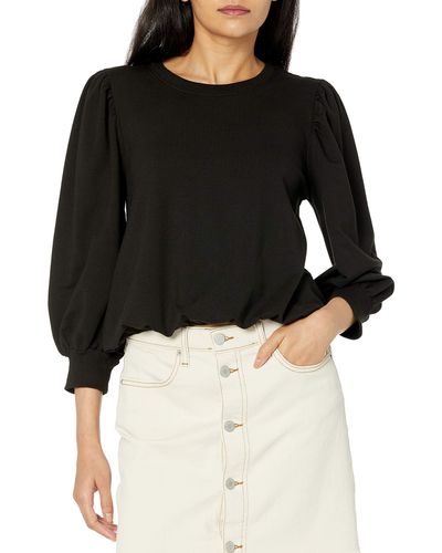 The Drop Leona Sweat-shirt en tissu éponge à manches courtes et col rond pour - Noir