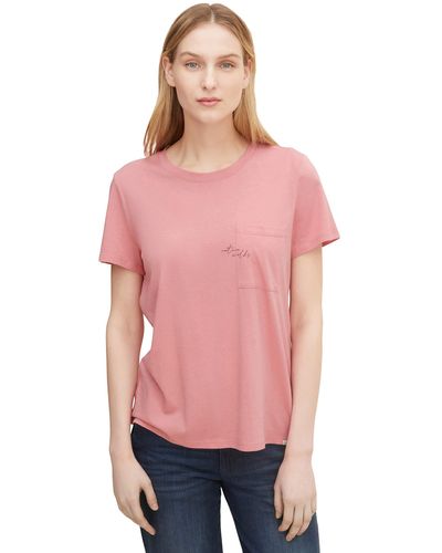 Tom Tailor Mine to five T-Shirt mit Brusttasche 1030565 - Pink