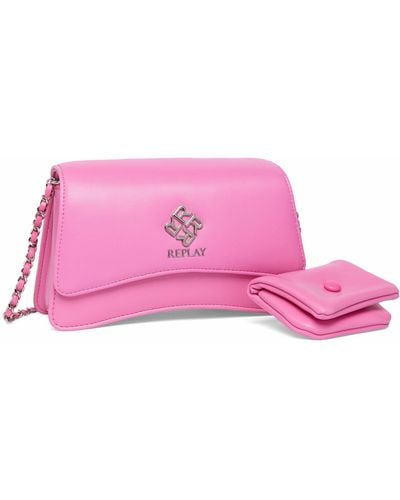 Replay Shoulder Bag With Chain Detail - Pink