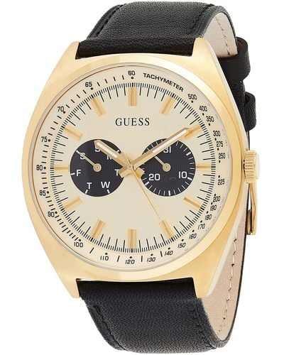 Guess Watches Gents Blazer S Analogue Quartz Watch With Leather Bracelet Gw0212g1 - Metallic