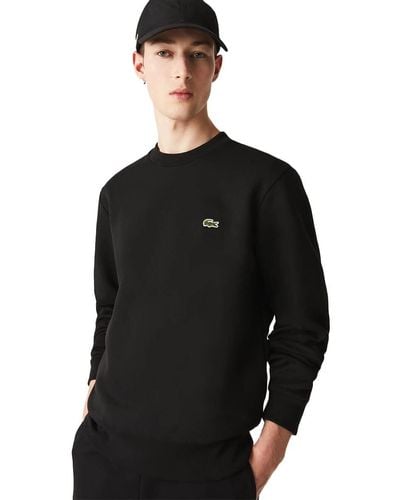 Lacoste Sweatshirt en molleton gratté de coton biologique - Noir