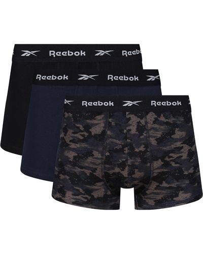 Reebok Boxershorts in Marineblau/Camo/Schwarz aus Baumwolle mit elastischem Nylonbund für extra Bequeme Unterwäsche