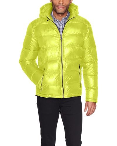 Guess Mid-weight Puffer Jacket With Removable Hood - Yellow