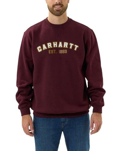 Carhartt Loose Fit Midweight Crewneck Block Logo Graphic Sweatshirt - Rot